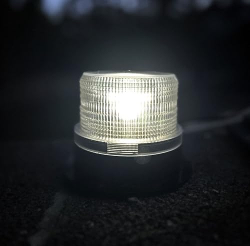 Authentic Solar Powered LED Revolving Beacon for Lawn Lighthouses. Adjustable Speed. Automatic Dusk to Dawn Activation. Remote Solar Panel with 16 ft. Cord. Weatherproof.