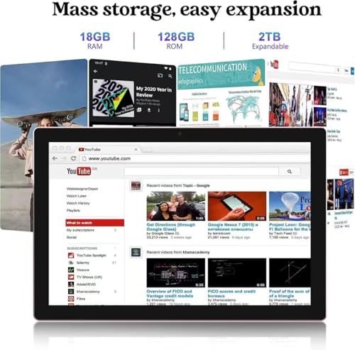 Android 15 Tablet 10 Inch, 18GB RAM+128GB ROM/2TB Expandable, 2 in 1 Tablets with Keyboard Case Mouse Stylus, 2.0GHz Quad-core Processor, 1280*800 IPS HD Screen, 5G WiFi6 BT 5.0, 8MP Camera Tableta PC