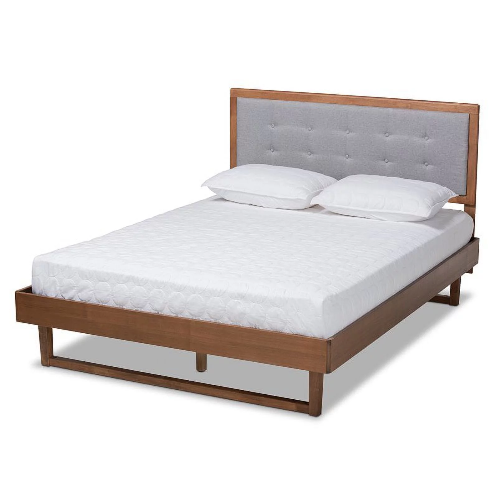 Bowery Hill Gray Upholstered Wood King Size Platform Bed