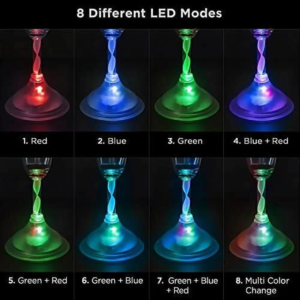 Light Up Champagne Flutes 6 Oz LED Light Up Champagne Glass With Color Changing LED Light & Long Spiral Stem Set Of 6