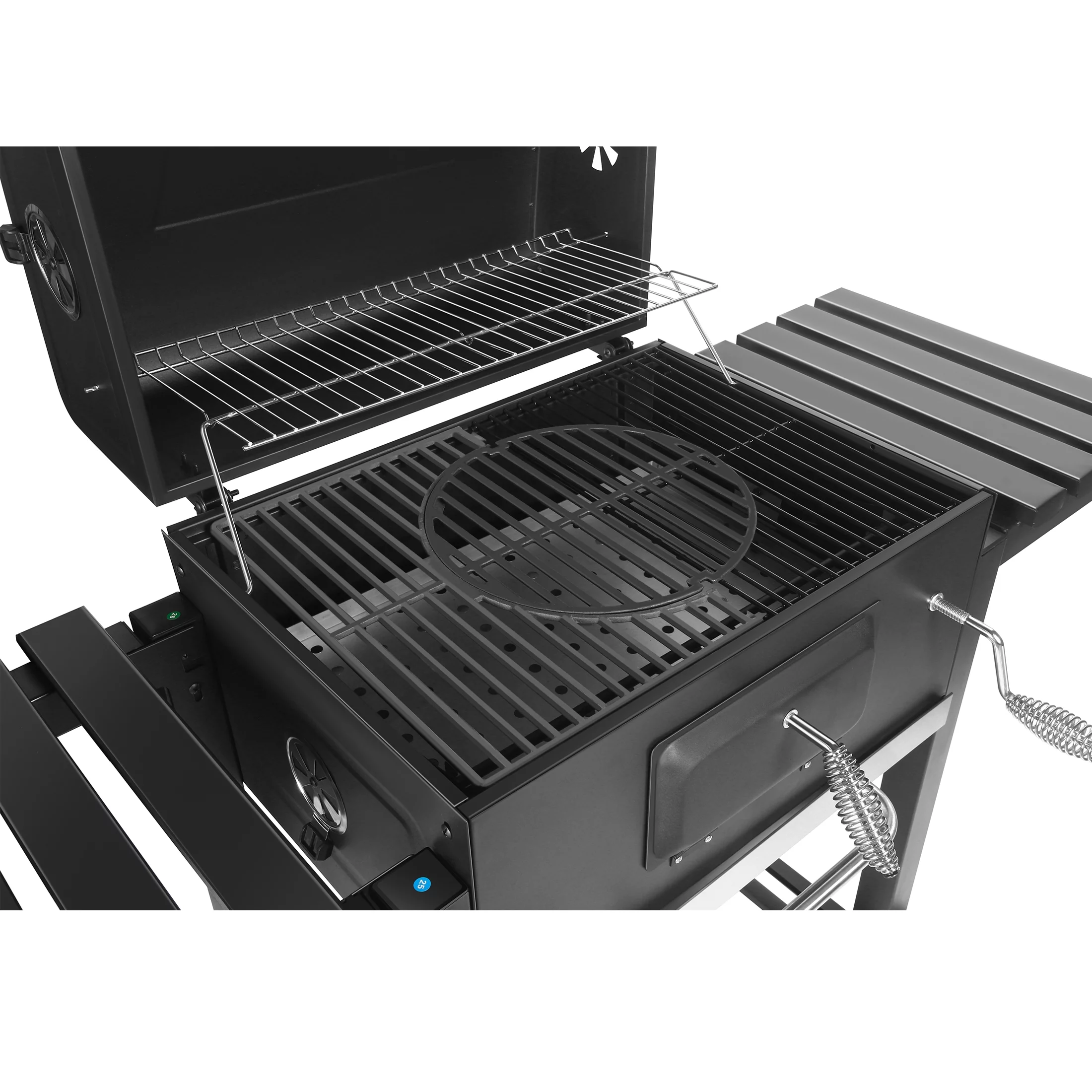 SUGIFT 24-inch Charcoal BBQ Grill with 2 Folding Side Shelves, Black