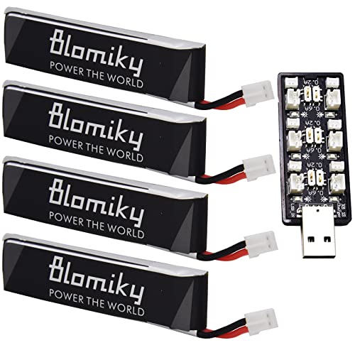 Blomiky 4 Pack 1S 3.8V 450mAh 80C Lipo Battery with PH2.0 Plug Compatible with S Free Style RC Quadopter Drone / F4 Battery 4