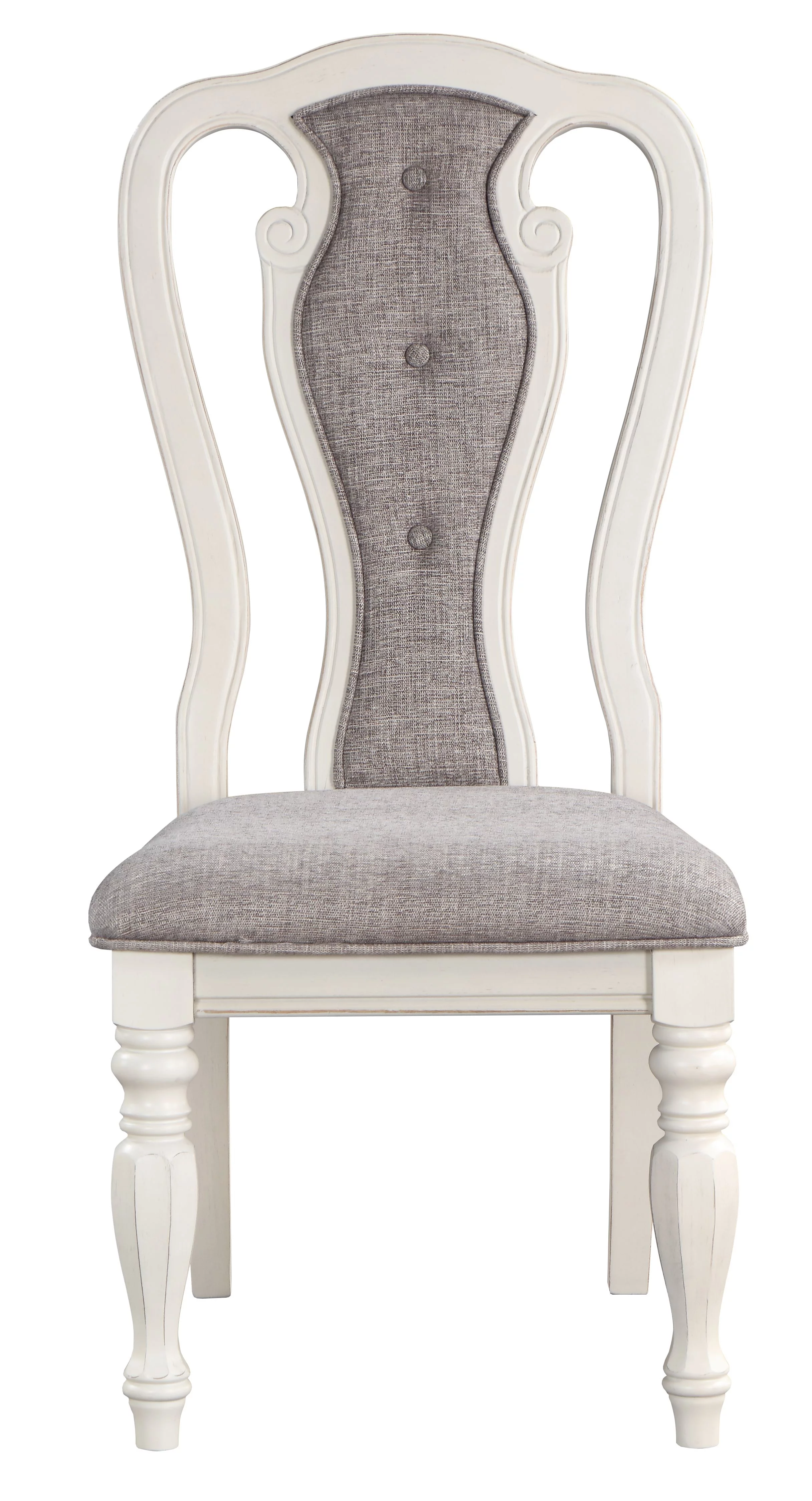 ACME Florain Wooden Side Chairs in Gray and Antique White (Set of 2)