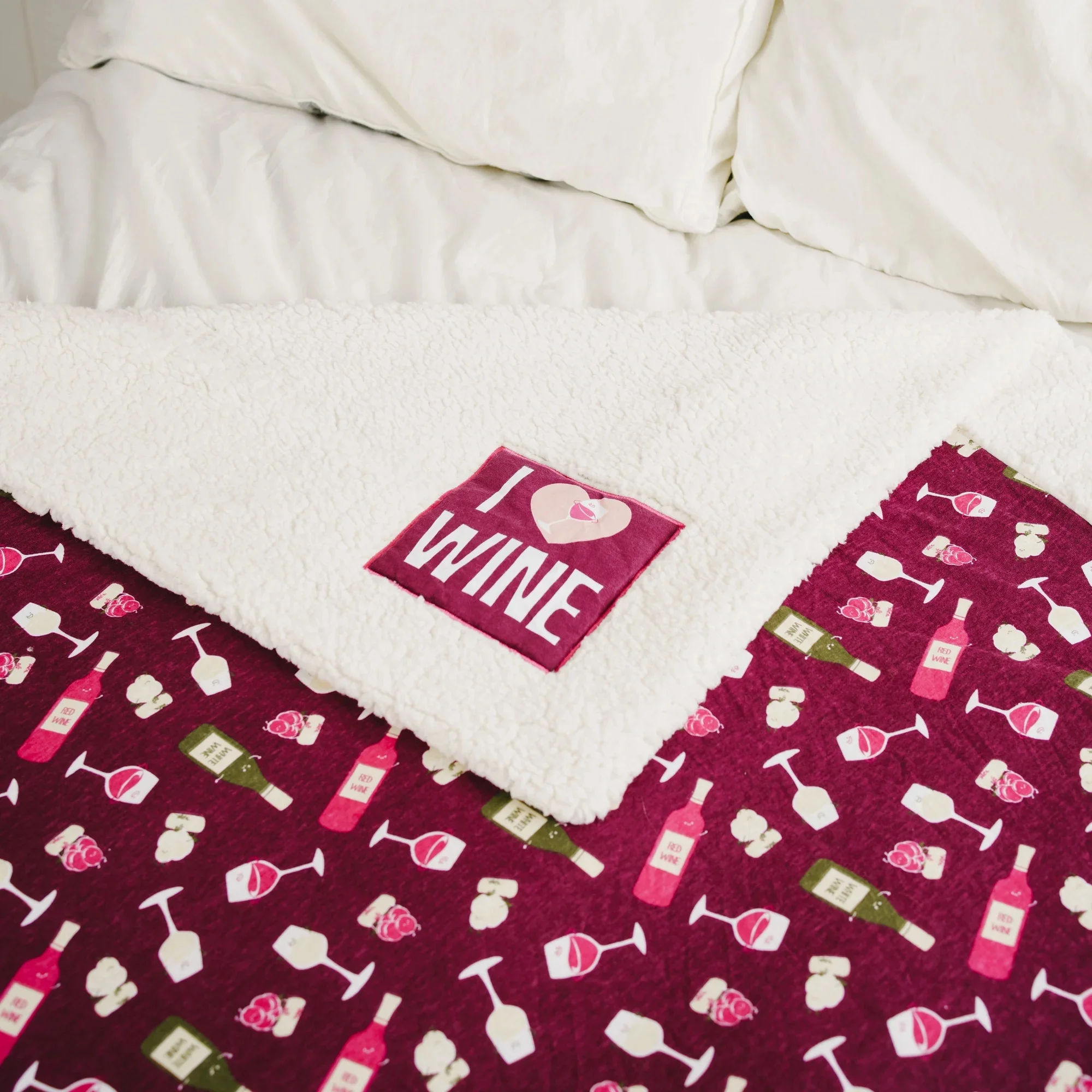 I Love Wine 45 x 50 Sherpa Blanket
