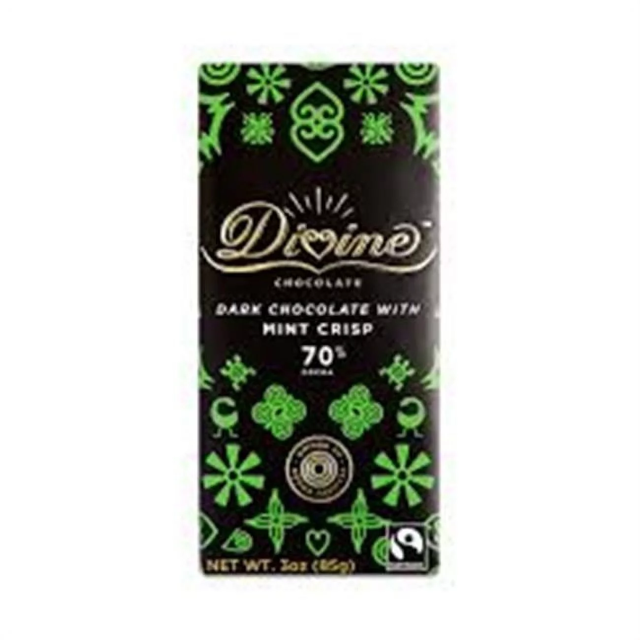 (Price/case)Divine - Bar Chocolate Dark W/mint Crisp - Case of 12 - 3 OZ