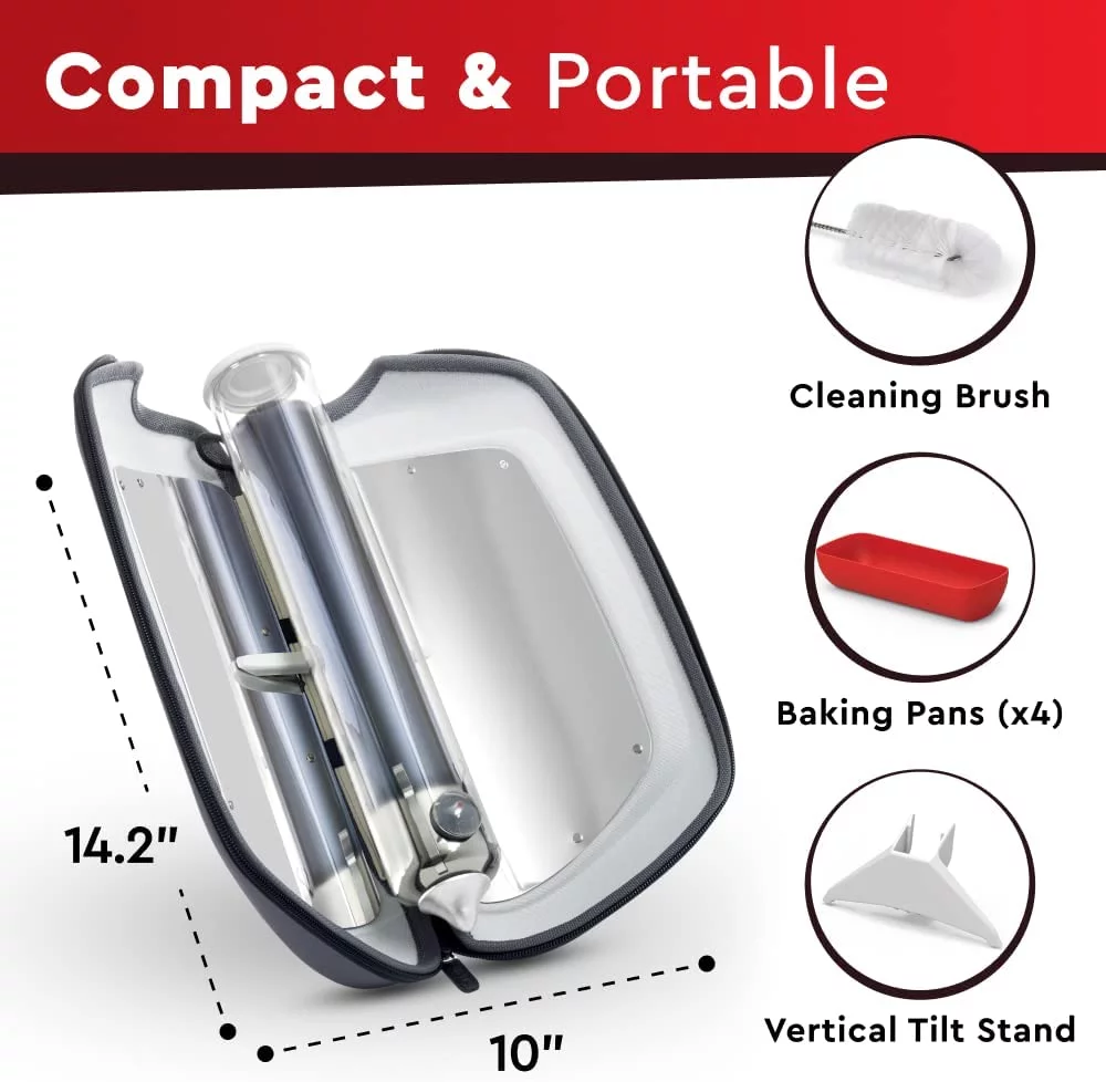 QCAI Go Portable Camping Stove for 0.9 L Food | Effortless Outdoor Cooking with Fusion Solar Oven | Patented Solar Cooking Technology | Solar Oven Ideal for Hiking & Camping | Silver