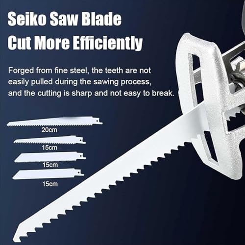 Cordless Electric Bone Saw, Electric Reciprocating Bone Saw with LED Light, 4 Saw Blade, 3000RPM Handheld Butcher Bone Saw, 1.5AH Rechargeable Cutting Machine for Wood/Metal/PVC Cuting