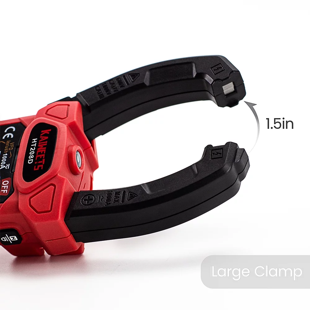 KAIWEETS Inrush Clamp Meter 1000A True RMS AC/DC Current Amp Meter, VFD, LOZ Mode, 6000 Counts, Measures Current Voltage Temperature Capacitance Resistance Diodes Continuity Duty-Cycle (HT208D)