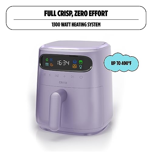 CRUX x Marshmello 8.0 QT Digital Air Fryer with TurboCrisp Technology, Touch Screen Temperature Control, Timer and Auto Shut-off, Fully Programmable, Silicone Liner Included, Lavender