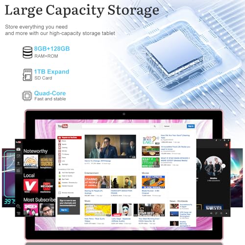 2 in1 Tablet with Keyboard Android Tablet 10 Inch Tablets, Include Mouse Case Stylus 5G-WiFi WiFi-6 128GB ROM+6GB RAM 10 in IPS 2MP+8MP Dual Camera 6000mAh Battery 10.1