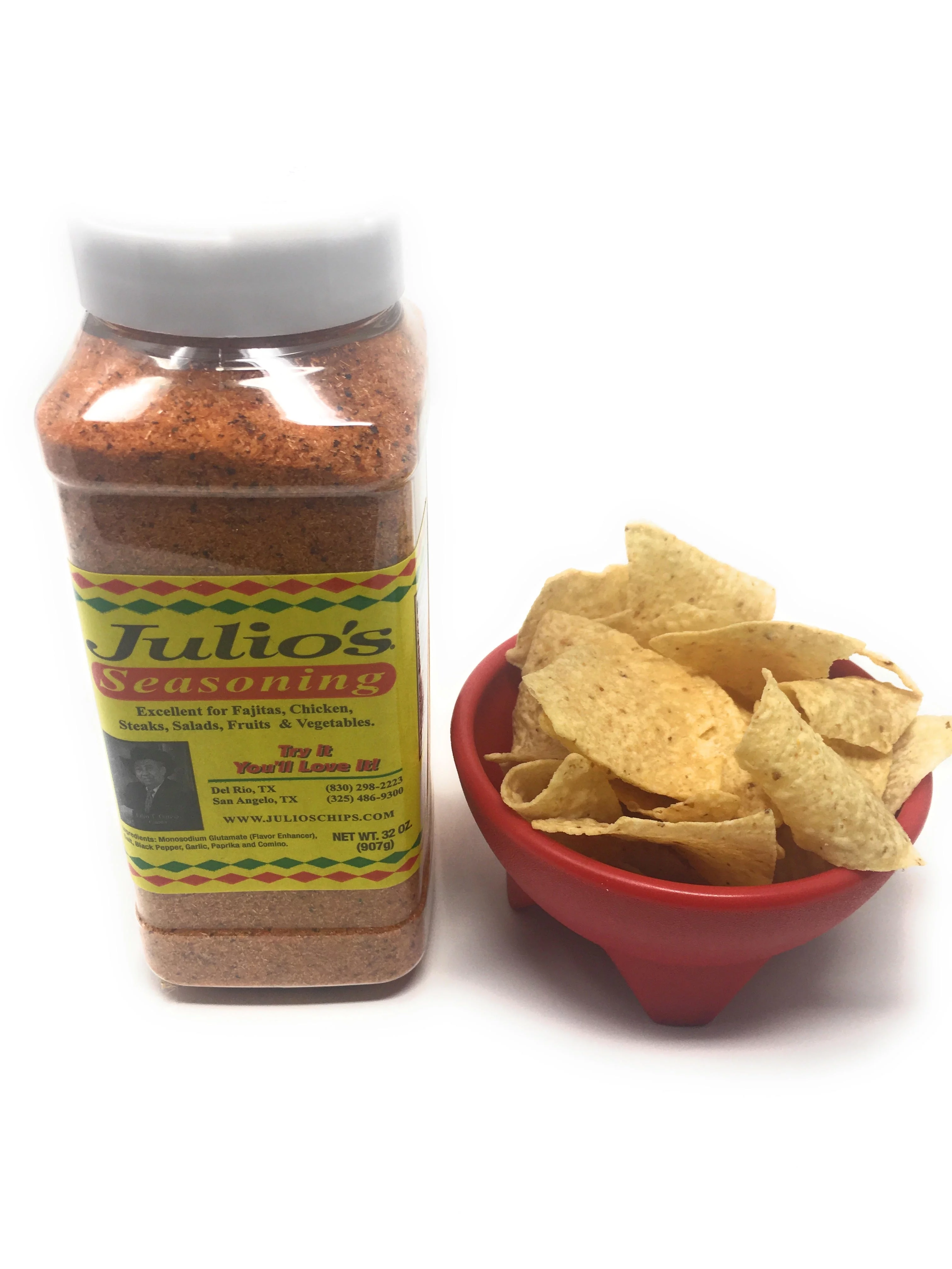 Julios Seasoning 32oz container with salsa bowl bundle. …