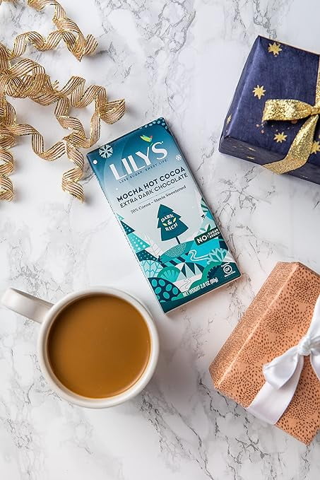 Mocha Hot Cocoa Chocolate Style Bar by Lily's Sweets | Stevia Sweetened, No Added Sugar, Low-Carb, Keto-Friendly | 70% Cocoa | Fair Trade, Gluten-Free & Non-GMO | 2.8 ounce, 12-Pack…