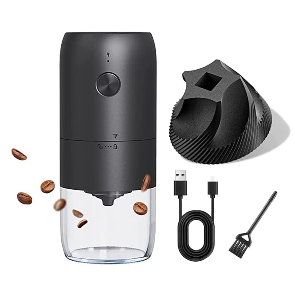 Electric Coffee Grinder Portable One Button Coffee Bean Spice Grinding Low Temperature Ceramic Grinding Core USB Charging for Espresso Latte,with Cleaner Brush