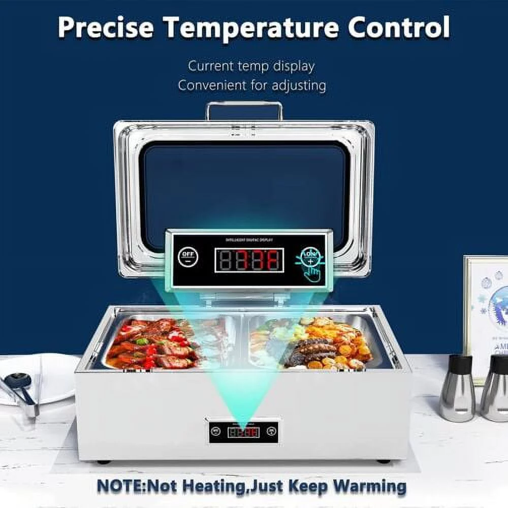 Electric Chafing Dish Stainless Steel Buffet Food Warmer 9QT Chafer Dish w/Lid