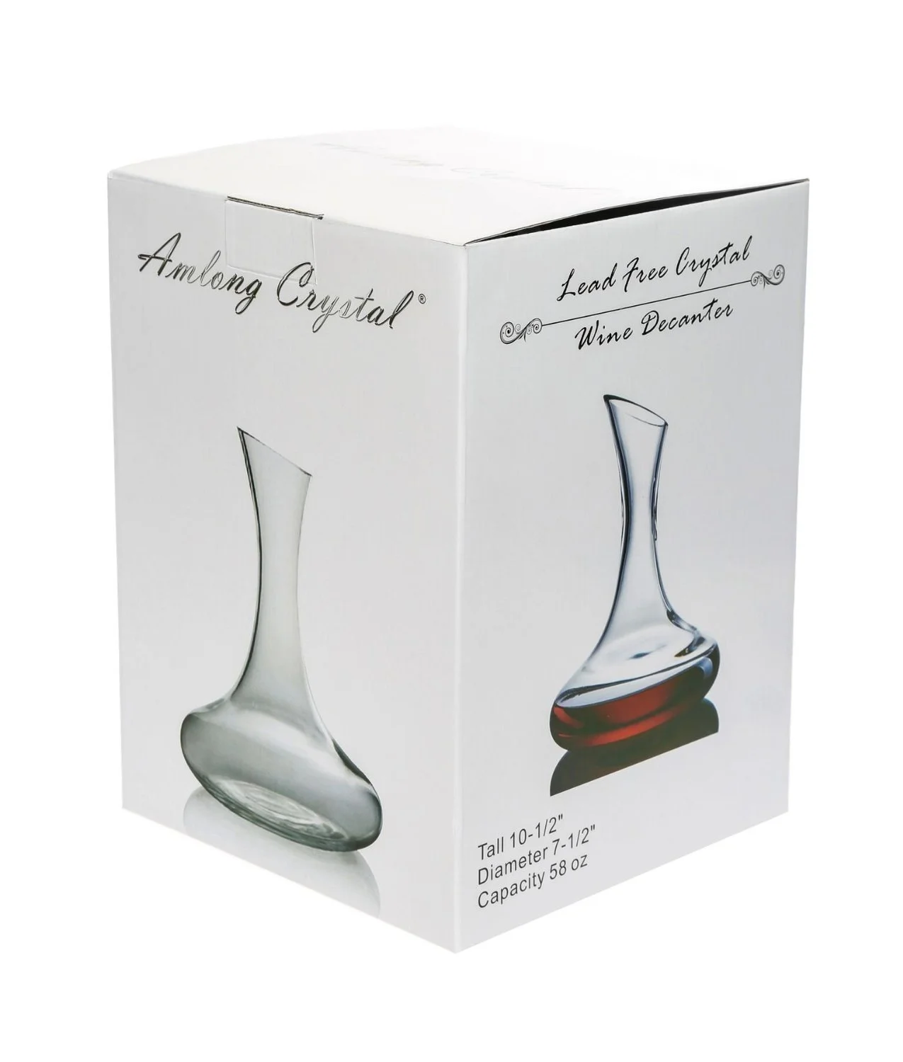 Amlong Crystal Lead Free Crystal Wine Decanter, Red Wine Carafe, Wine Gift, Wine Accessories (58 oz), Large