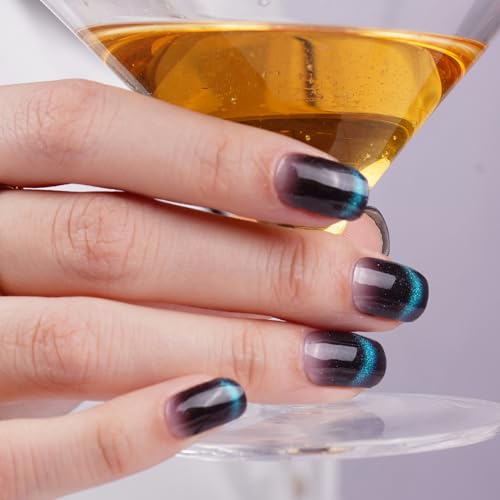 DANNI & TONI Semi Cured Gel Nail Strips Christmas Santa Claus Snowflakes Cat Eye Gel Nail Wraps 28 Stickers | Mistletoe Meow