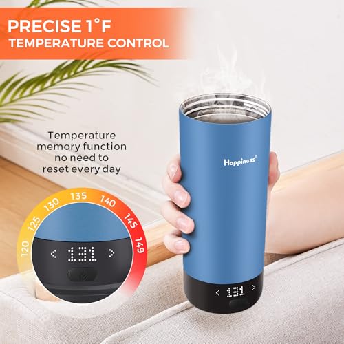 Happiness Self-Heating Travel Mug 20oz,Smart Rechargeable Electric Temperature Control Heated Coffee Cup