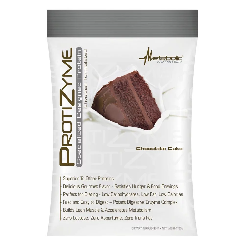 Metabolic Nutrition ProtiZyme 3 PACKS Serving Size Whey Protein Concentrate 80% Pre and Post Workout Designed Protein Powder Different Flavors 4x35g *EN
