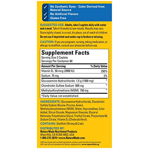 Nature Made TripleFlex Triple Strength Caplets with Vitamin D3, 120 Count for Joint Support