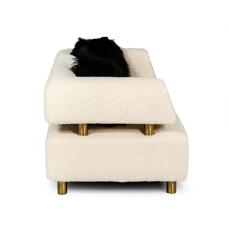 Divani Casa Gannet Polyester Fabric & Stainless Steel Sofa in Beige