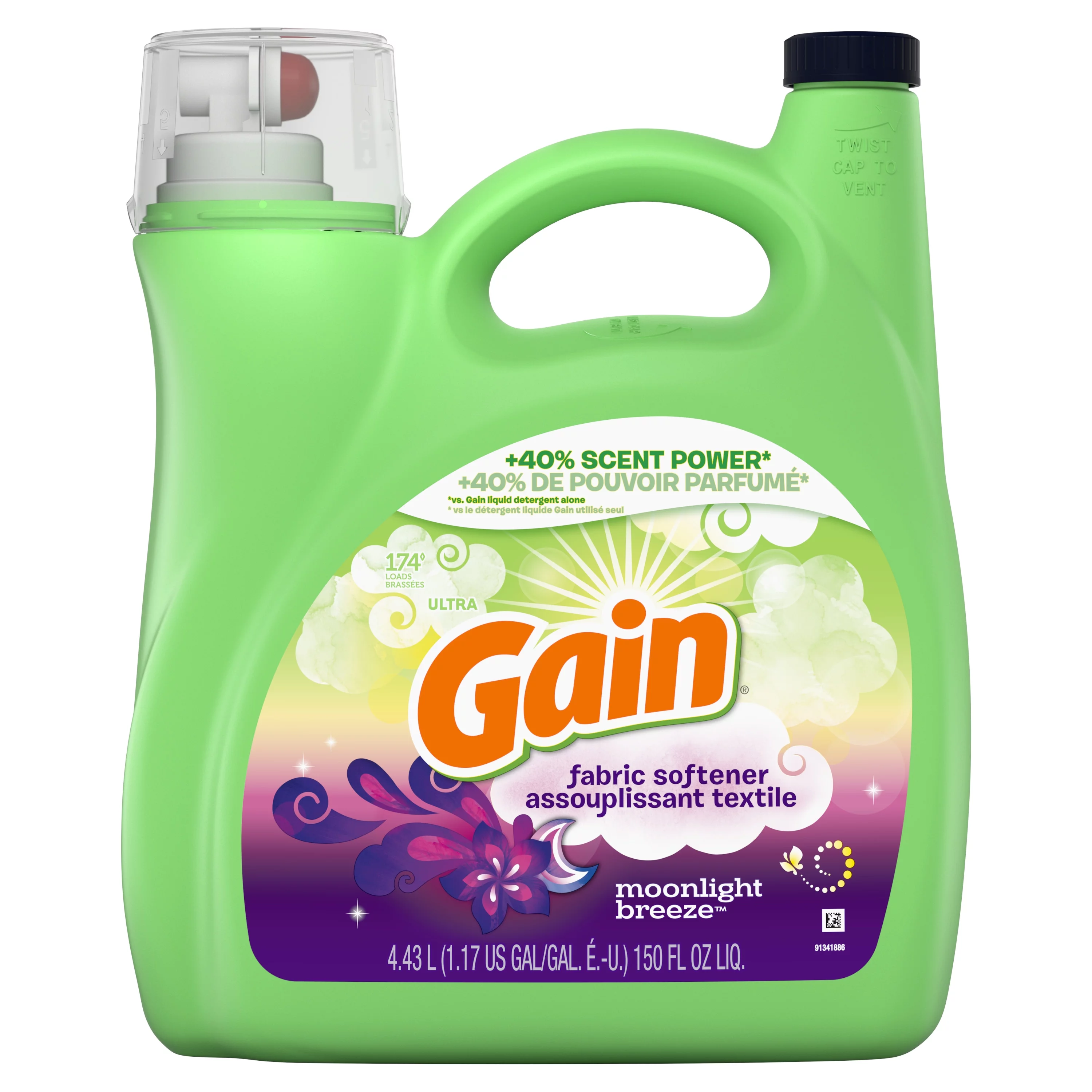 Gain Liquid Fabric Softener, Moonlight Breeze, 150 Fluid Ounce, 174 Loads