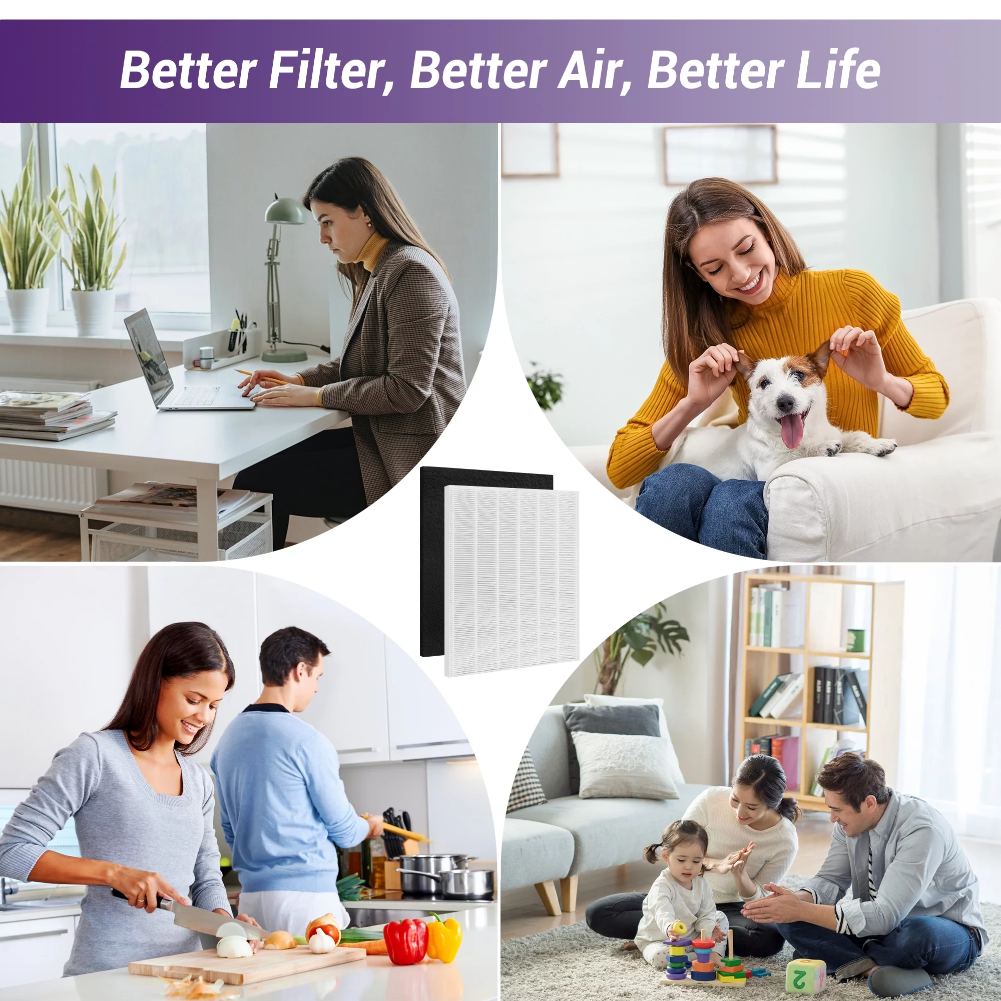 C545 Filter Replacement for Winix C545 Filter S, 2 True HEPA Filter + 8 Activated Carbon Filters Part No. 1712-0096-00 and 2522-0058-00