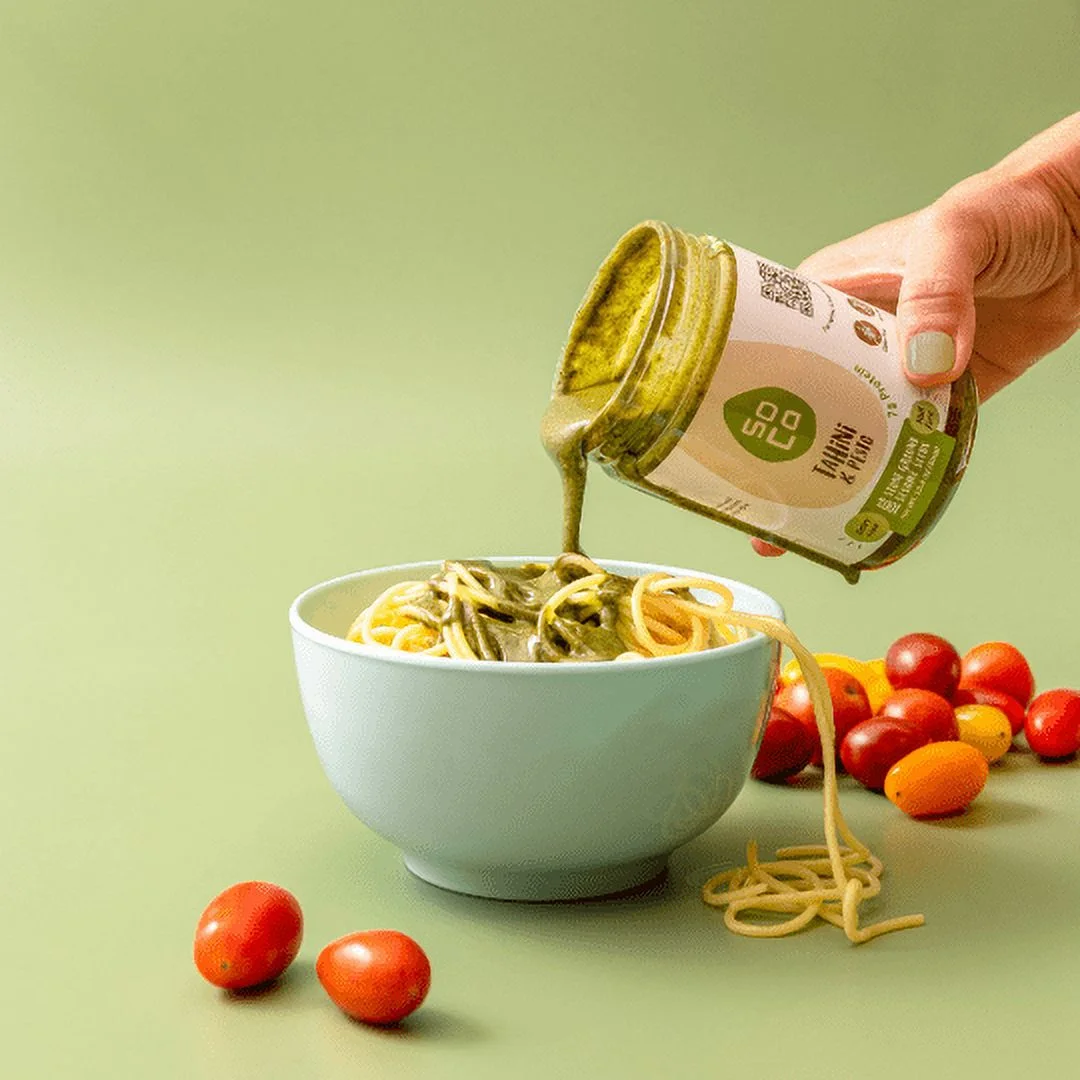 SoCo 1 x Artisanal Tahini Jar 1 x Tahini & Dates Squeeze Packs 1 x Tahini & Pesto Squeeze Packs each (Box of 10) Gluten-Free, Sugar-Free