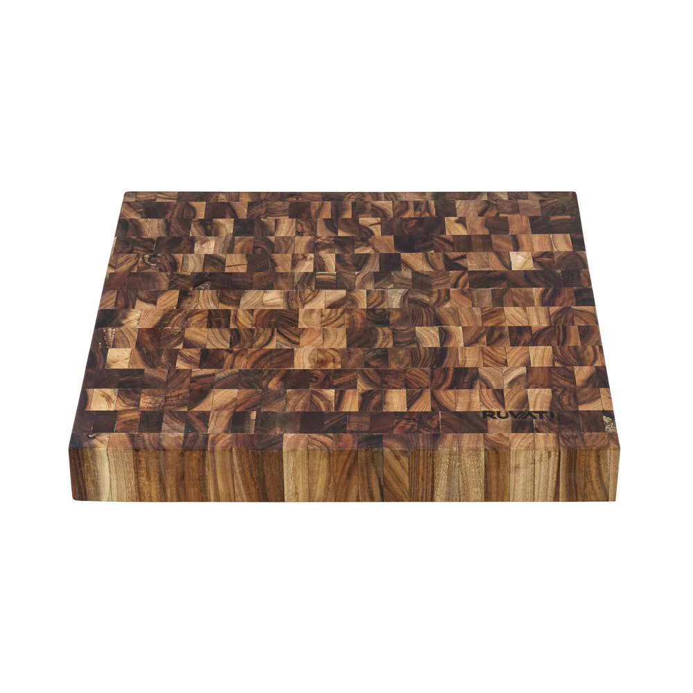 Ruvati USA  17 x 16 in. Thick End-Grain Acacia Butcher Block Solid Wood Cutting Board - Large