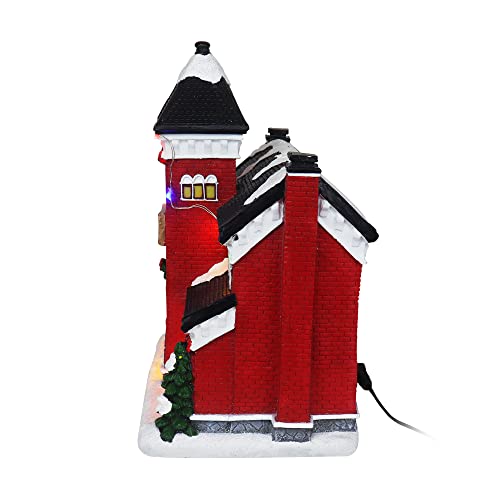 Christmas Village Sledding Down Hill - Lighted Musical Snow Village with 8 Animated Kids Going Down The Mountain