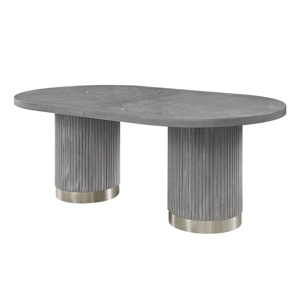 DINING TABLE W/2 LEAVES | Weathered Gray Oak Finish