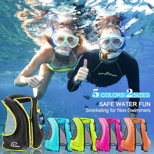 Rrtizan Inflatable Snorkel Vest for Adult, Travel Snorkeling Vest for Swimming, Snorkeling, Paddleboarding, Swim Vest Adult Suitable for 90-220lbs