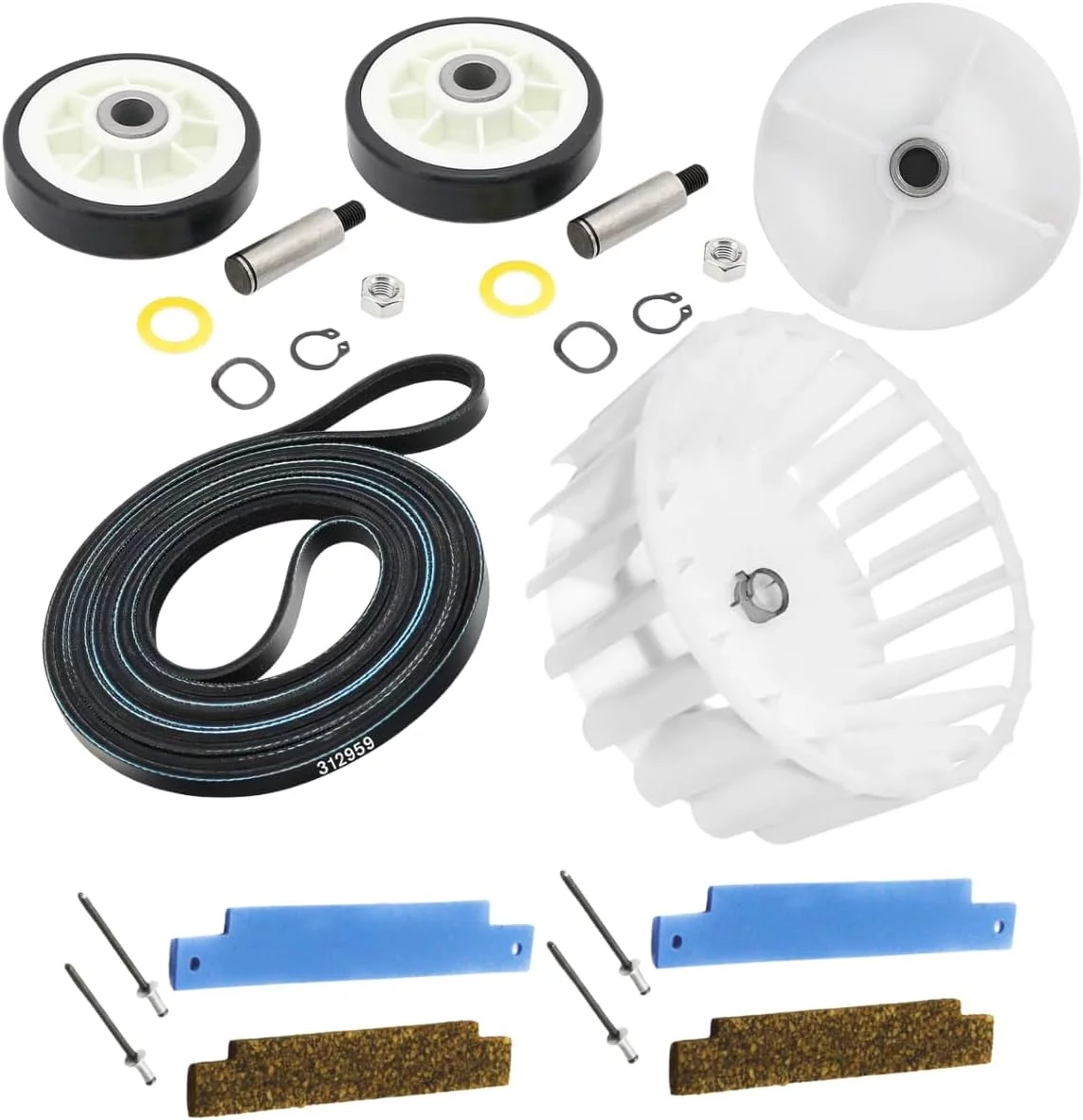 Scaroo WPY312959 Dryer Repair Kit (306508 x2), (303373K x2) WP6-3037050