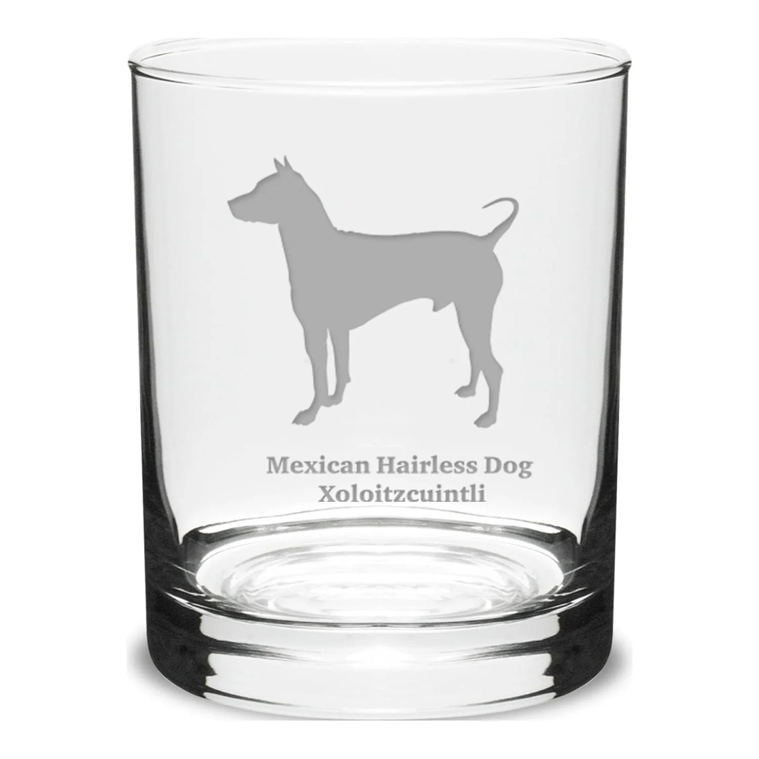 Mexican Hairless Dog Xoloitzcuintli Deep Etched 14 oz Classic Double Old Fashion Glass