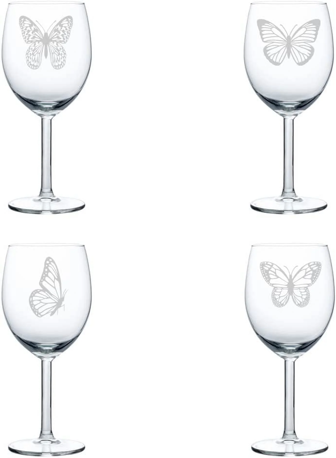 Set of 4 Wine Glass Gift Goblet Butterfly Collection (10 oz)
