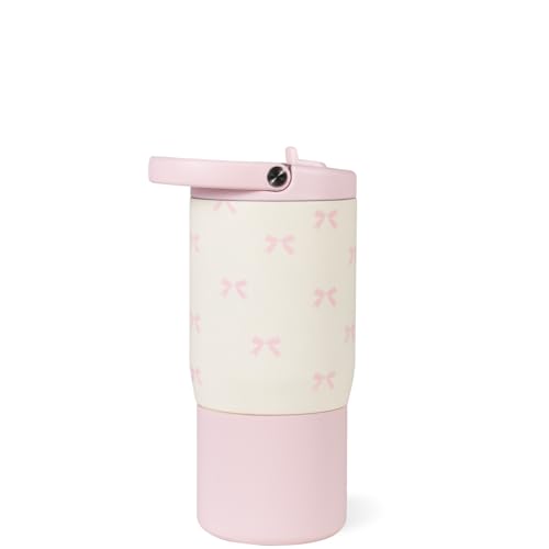 HydroJug Kids 14 oz Sport Water Bottle – Stainless Steel, Insulated, 100% Leakproof, With Carry Handle, BPA-Free – Kid-Friendly Design – Durable & Dishwasher Safe, Bows