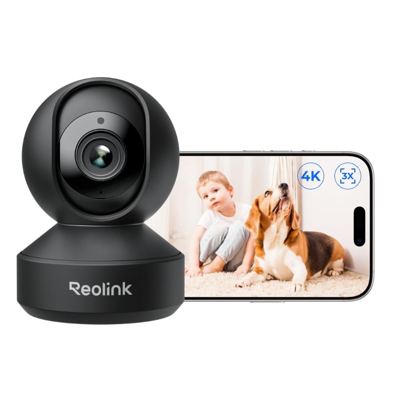 REOLINK Smart 4K UHD Pan & Tilt Dual-Band Wi-Fi 6 Indoor Security Camera with 3X Optical Zoom, Auto-Tracking, People/Pet Detection, Crying Sound Detection, Privacy Mode, and Bluetooth Setup, E1 Zoom