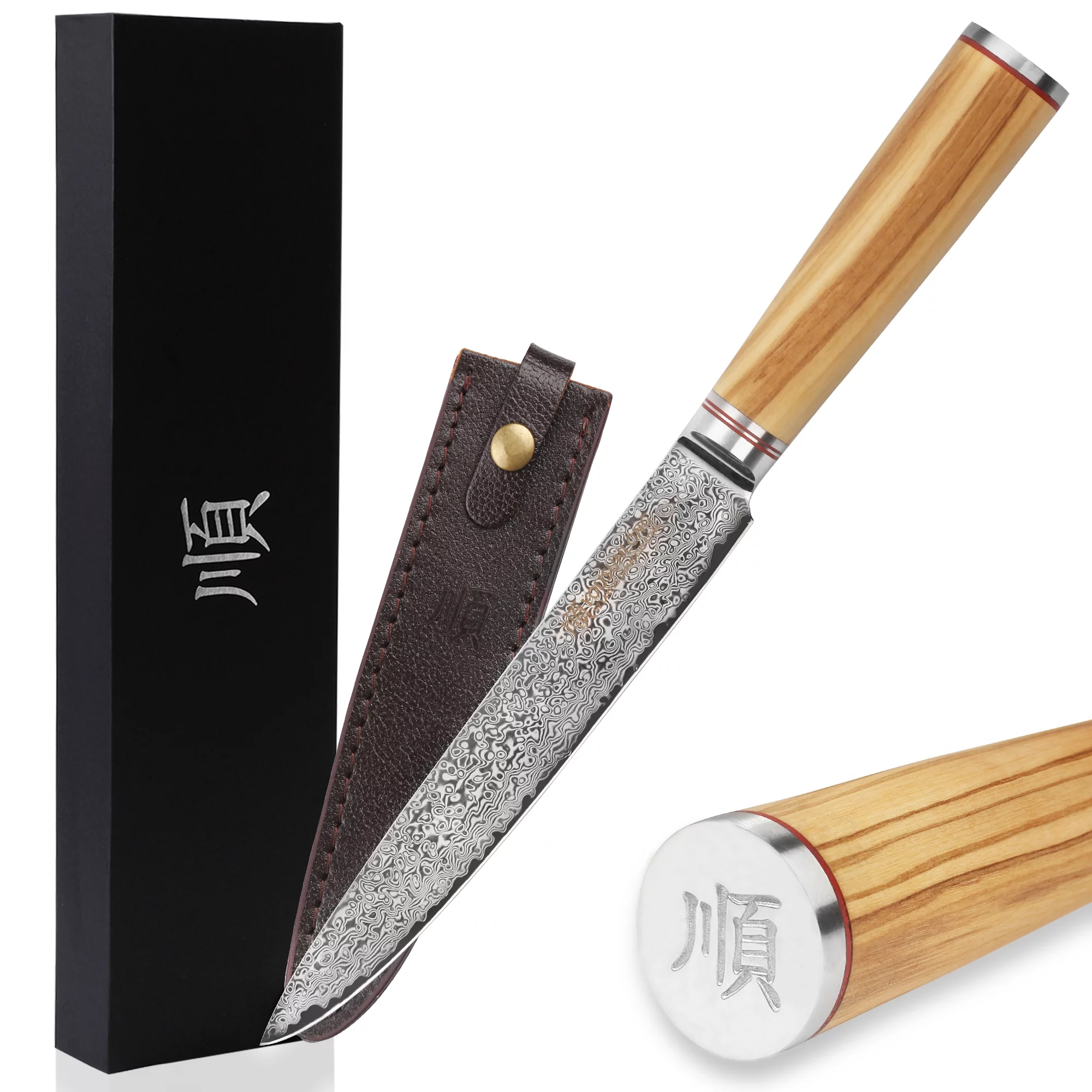 YOUSUNLONG Carving knife 8 Inch - Damascus Steel and Italian Olive Wood Fillet Knife