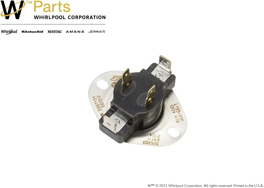 Whirlpool WP3387134 Top Load Dryer Cycling Thermostat