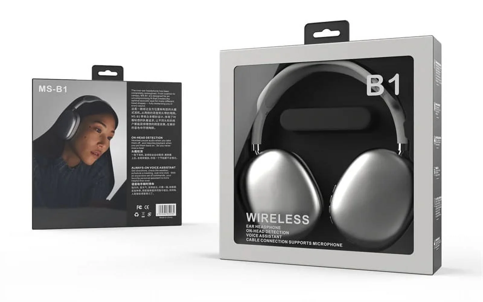 Original MS-B1 TWS Wireless Bluetooth Headset, 5.0 Sport Noise Reduction Headsets, Stereo Sound, for Phone PC laptop Gaming Earpiece on Head, 400mAh