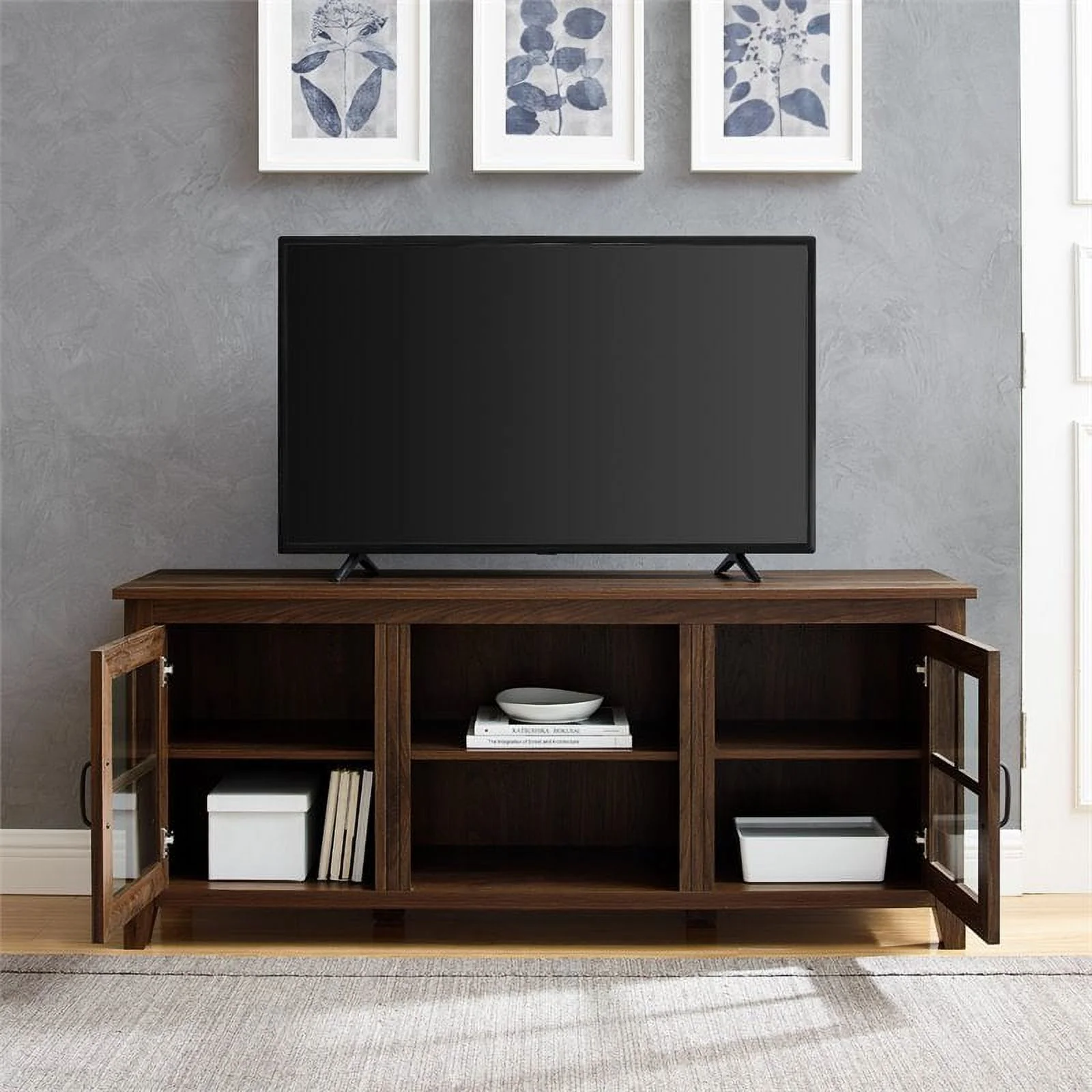 Classic Glass Door TV Console for TVs up to 65