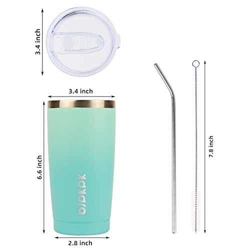 BJPKPK Insulated Tumbler 20 oz Stainless Steel Coffee Travel Thermal Cup With lids And Straws,Light Pink