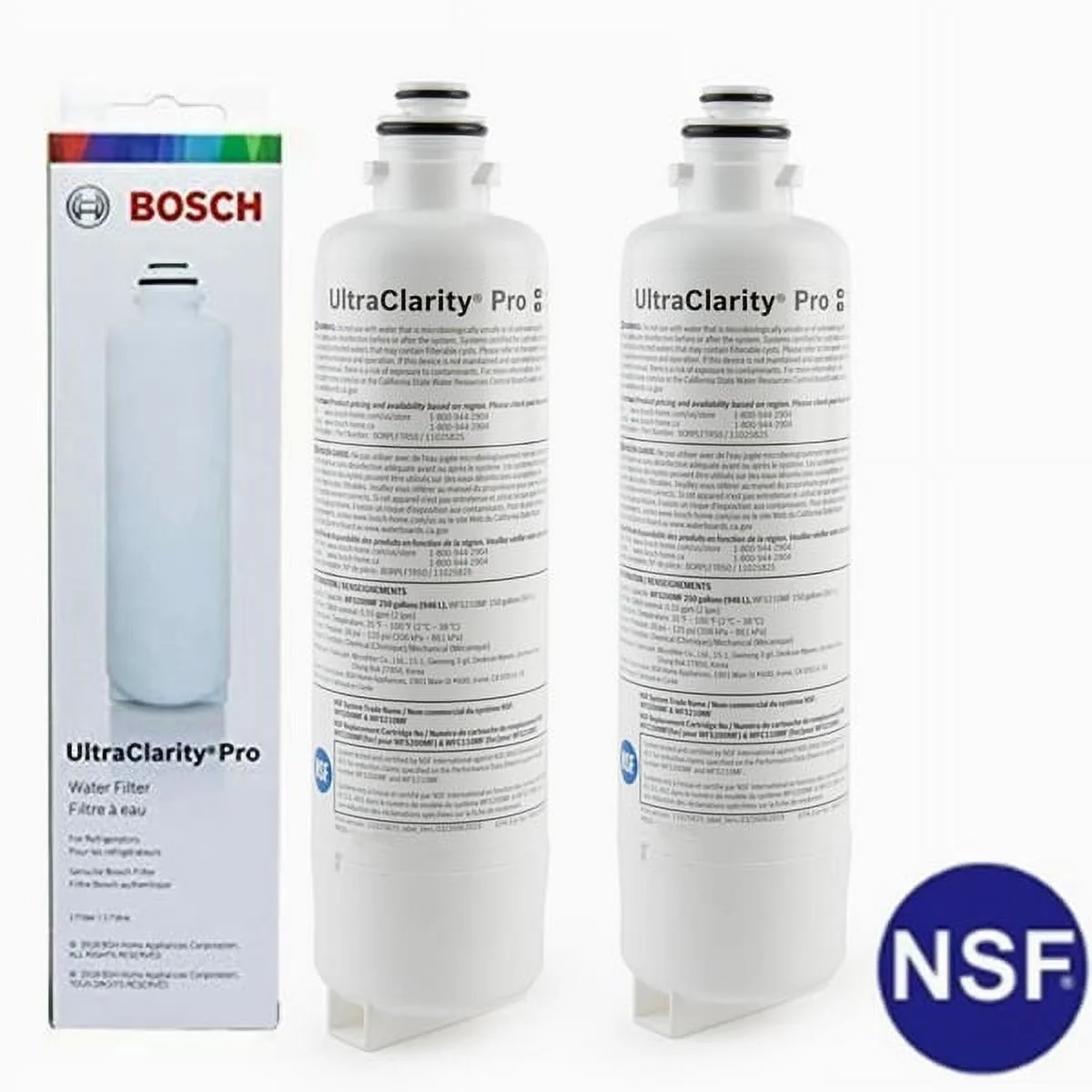 Bosch UltraClarity Pro Refrigerator Water Filter Fits BORPLFTR50,BORPLFTR55, RA450022, REPLFLTR55,2 Pack