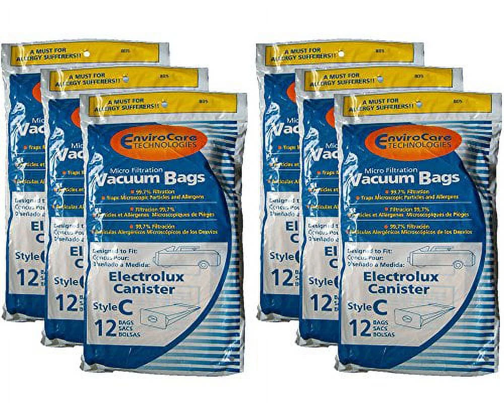 72 Compatible with Electrolux Allergy Micro filtration Canister Tank Style C Vacuum Bags, Models