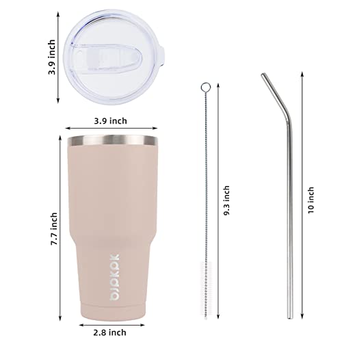 BJPKPK Insulated Tumbler 20 oz Stainless Steel Coffee Travel Thermal Cup With lids And Straws,Light Pink