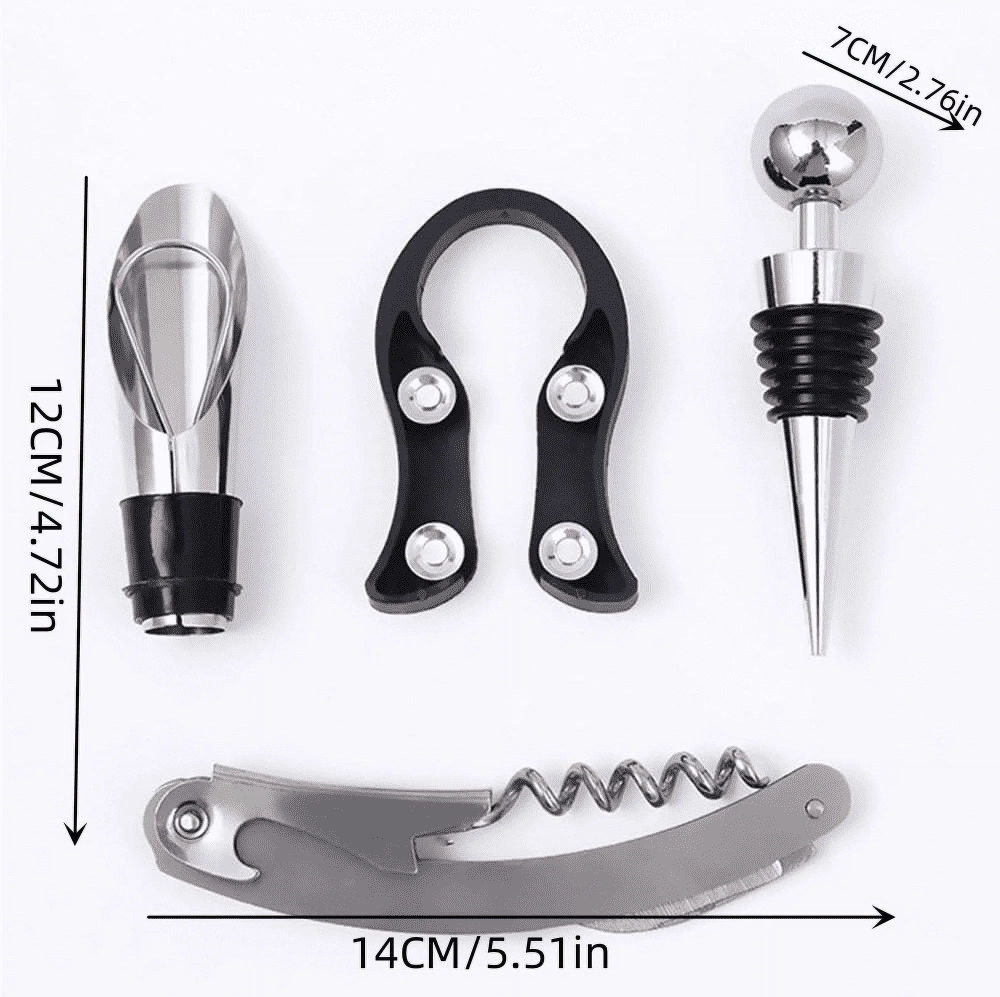 4 PCS Wine Tool Opener Accessories Set,Stainless Steel Wine Bottle Opener,Dropping Ring Decanter Bottle Opener