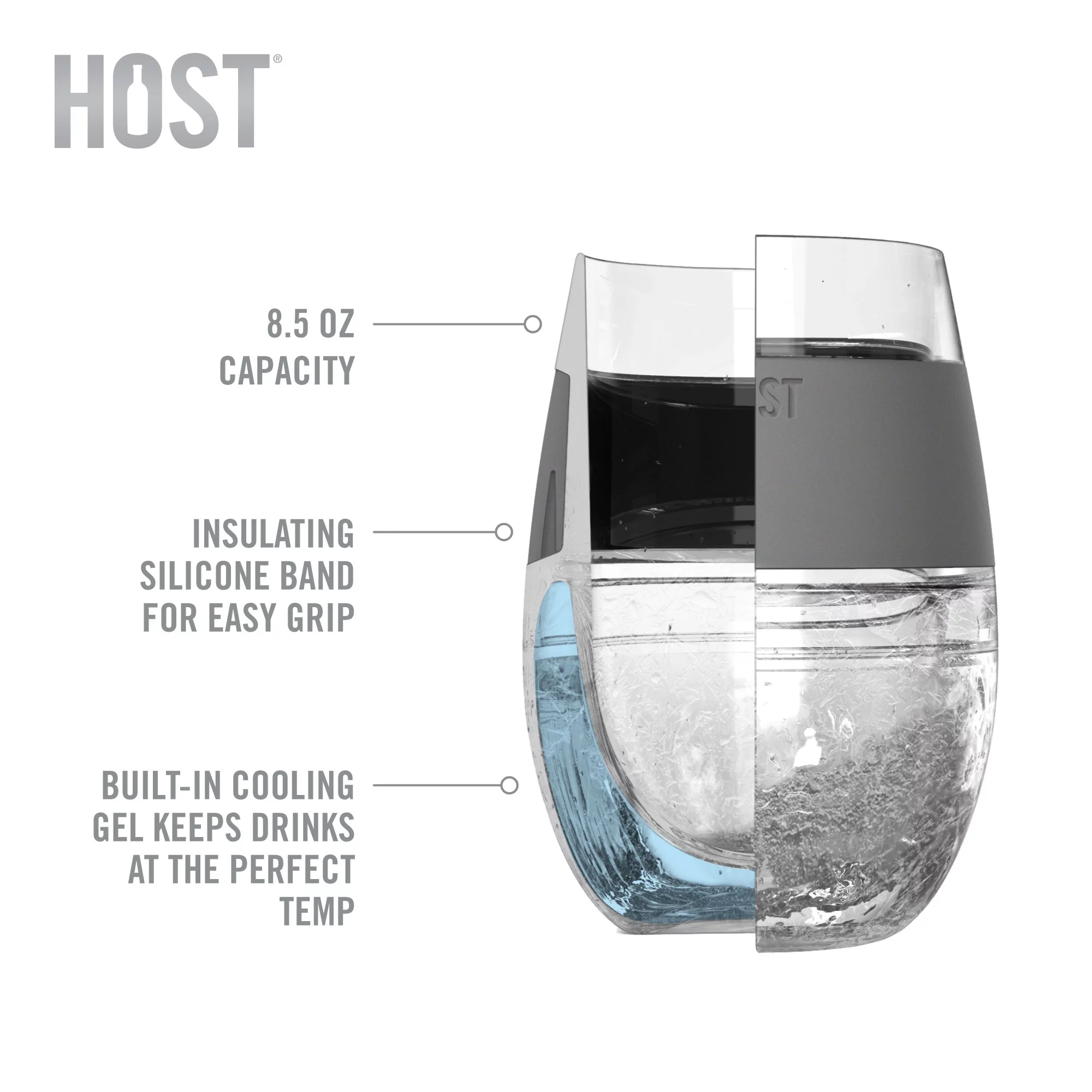 Host Wine Freeze Cup - Plastic Double Wall Insulated Freezable Tumbler, Mint