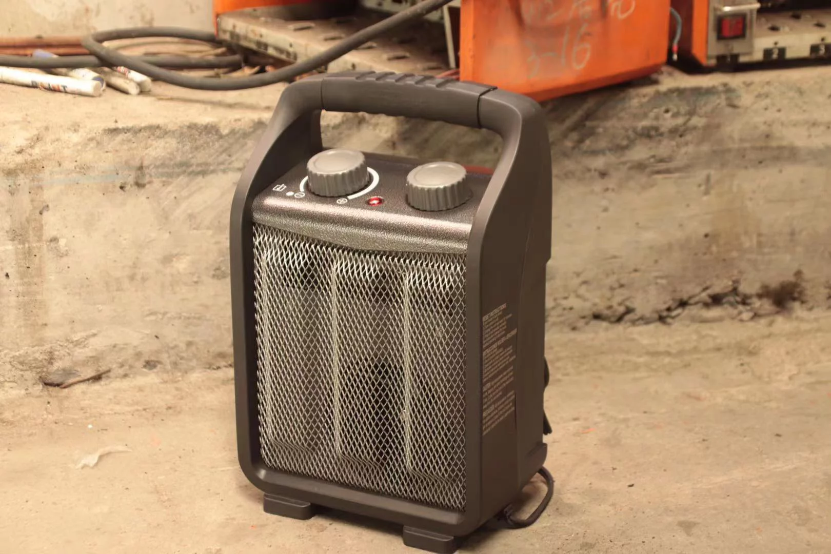 1500W Utility Space Heater, Fan-Forced Type, Indoor, Black, 2-Setting