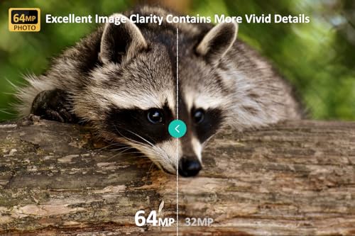 P70 Trail Camera, 64MP 1296p, Game Cameras with No-Glow IR Night Vision, Motion Activated, Waterproof for Wildlife Deer Cams, Hunting