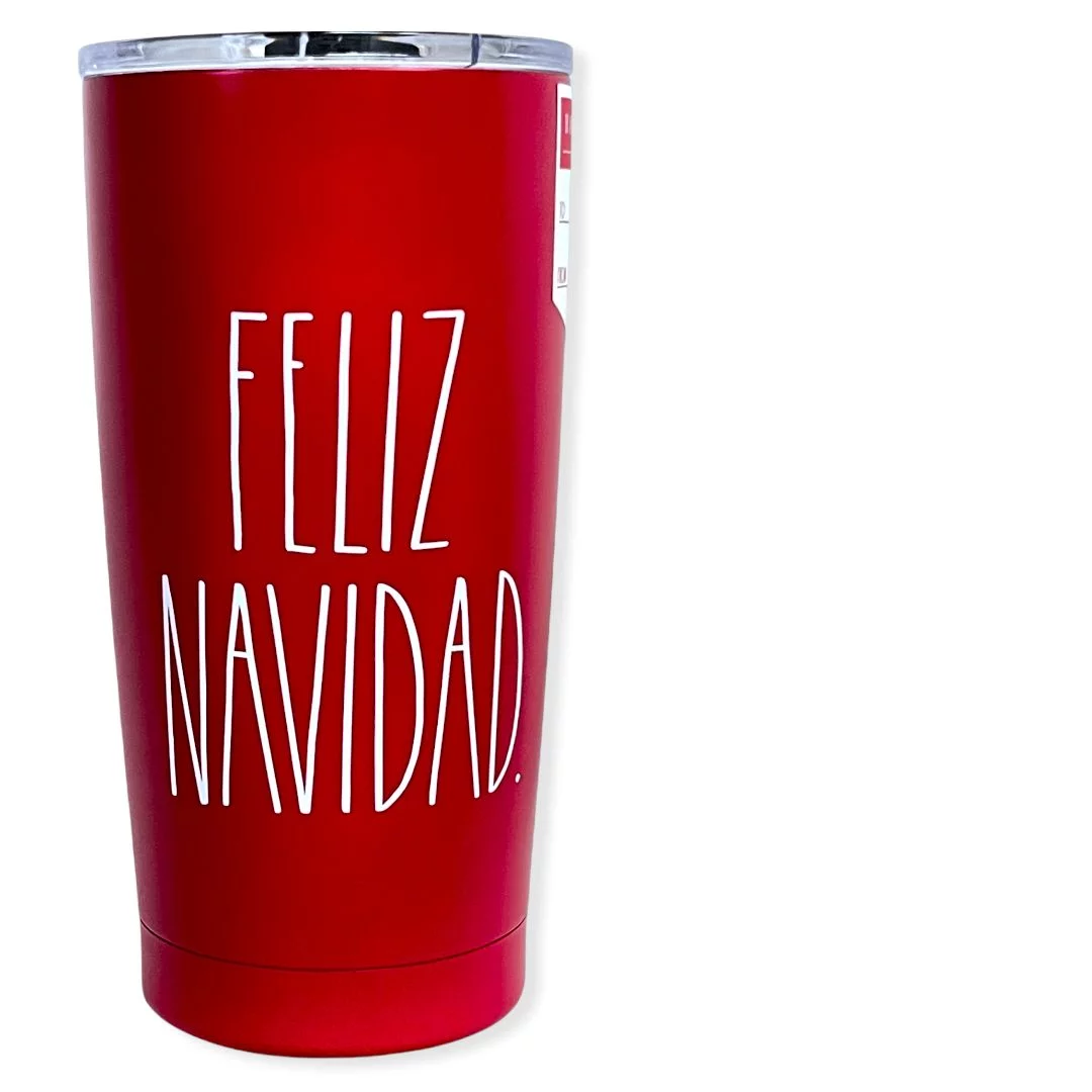 Rae Dunn Red FELIZ NAVIDAD LL Insulated Stainless Steel Tumbler 17 oz Christmas Holiday