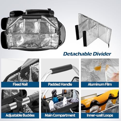 Wearable Detailing Caddy, Quick Load Collapsible Car Care Bag with Handle & Shoulder Strap, Detail Carry Organizer with Multi Pockets for Auto Cleaning Supplies & Vehicle Wash Tools, Bag Only